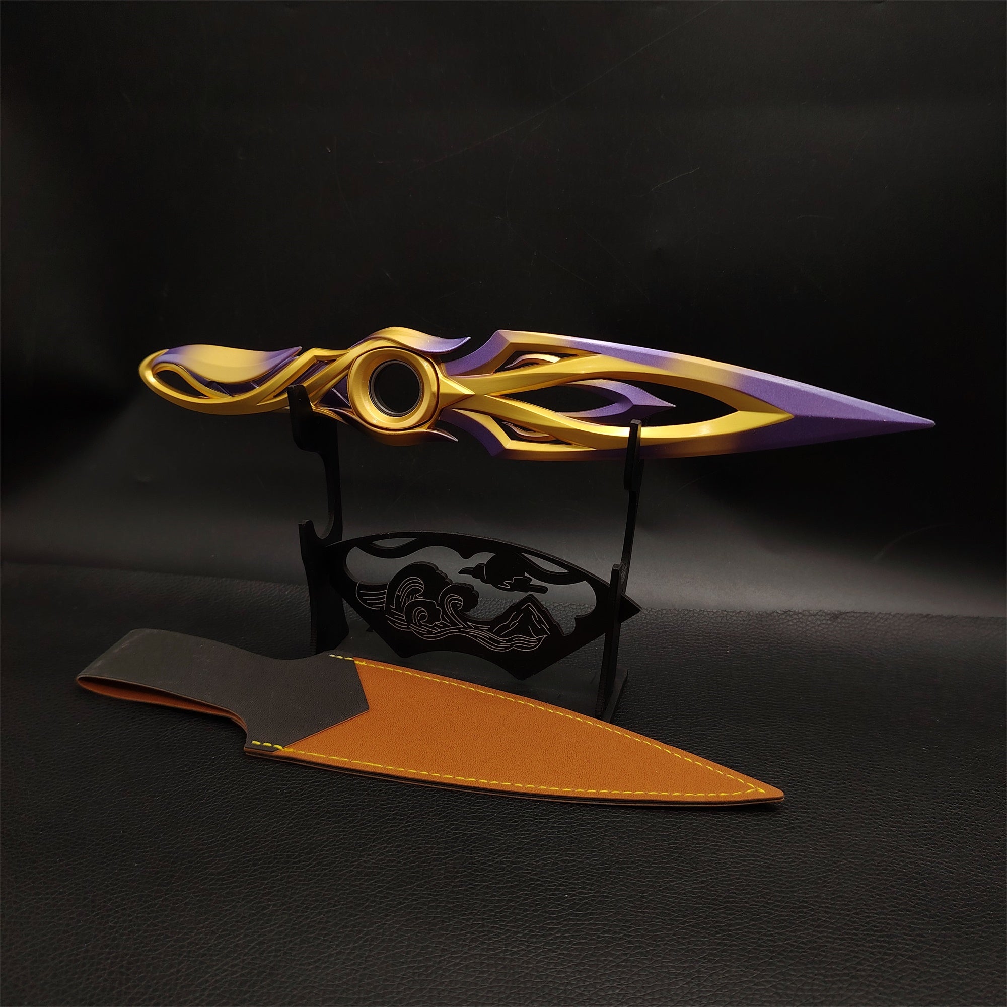 Metal Dull Blade Mystbloom Kunai 11'' Game Prop 3 Colors Purple Mystbloom Kunai 28cm & Stand - Tophatter Daily Deals