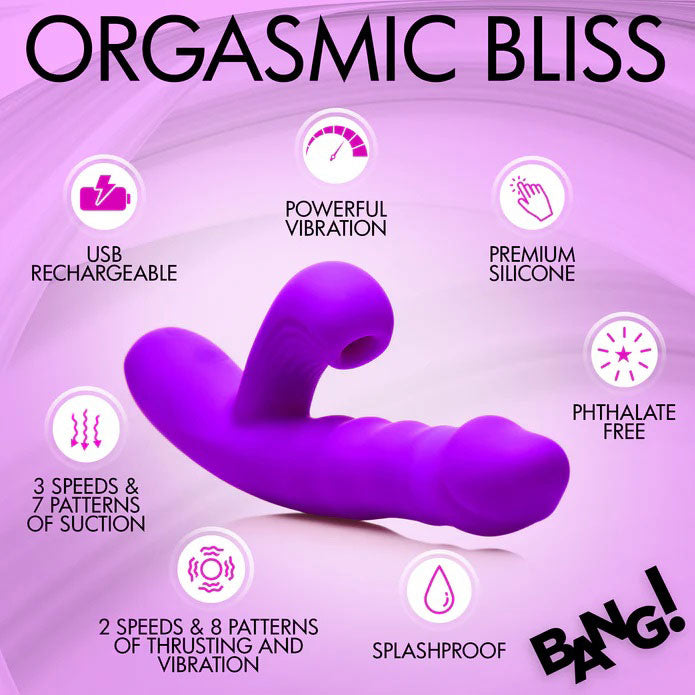 Thrusting & Sucking Rabbit Vibrator - Purple > Vibrators > Ladies > Rabbit Multi - Tophatter Daily Deals