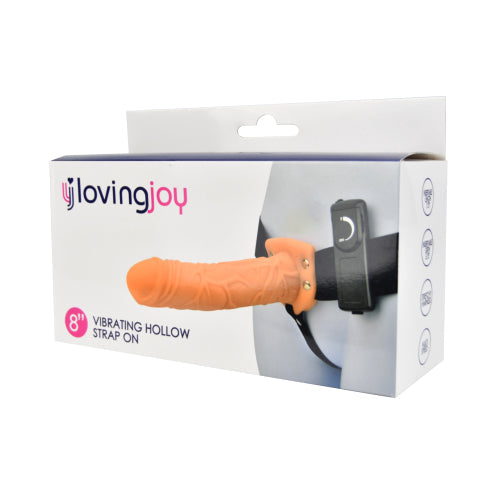 Loving Joy 8 Inch Vibrating Hollow Strap-On Vanilla – Remote-Controlled Strap-On Dildo > Dildos > Hollow Strap Ons - Tophatter Daily Deals