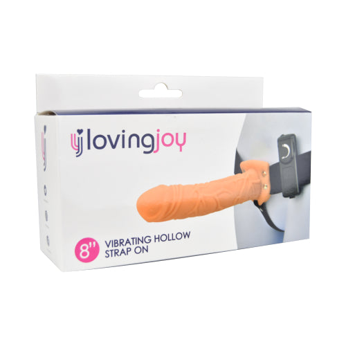 Loving Joy 8 Inch Vibrating Hollow Strap-On Vanilla – Remote-Controlled Strap-On Dildo > Dildos > Hollow Strap Ons - Tophatter Daily Deals