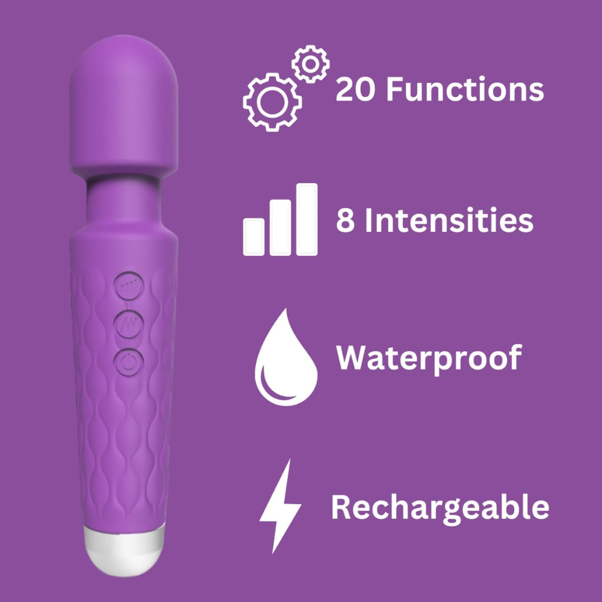 Loving Joy 20 Function Wand Vibrator (Purple) – Waterproof Rechargeable Wand Vibrator 8 Inches > Sex Toys > Mini Massagers - Tophatter Daily Deals