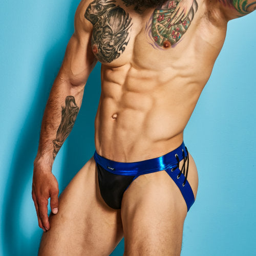 Cut for Men Desire Jockstrap Blue Leatherette XL > Clothes > Jockstraps - Tophatter Daily Deals
