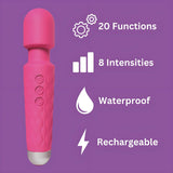 Loving Joy 20 Function Wand Vibrator (Pink) – Waterproof Rechargeable Wand Vibrator 8 Inches > Sex Toys > Mini Massagers - Tophatter Daily Deals