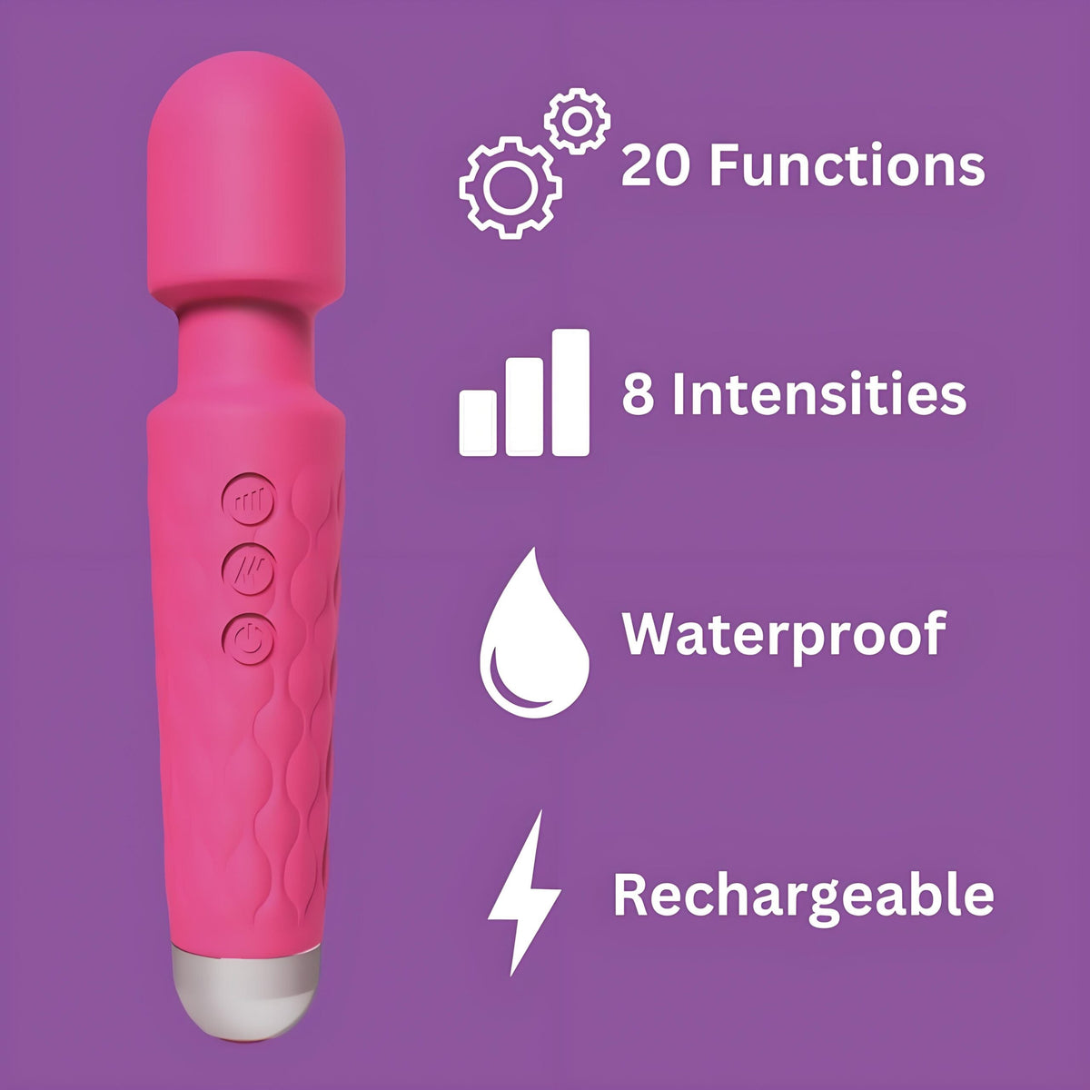 Loving Joy 20 Function Wand Vibrator (Pink) – Waterproof Rechargeable Wand Vibrator 8 Inches > Sex Toys > Mini Massagers - Tophatter Daily Deals