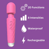 Loving Joy 20 Function Wand Vibrator (Pink) – Waterproof Rechargeable Wand Vibrator 8 Inches > Sex Toys > Mini Massagers - Tophatter Daily Deals