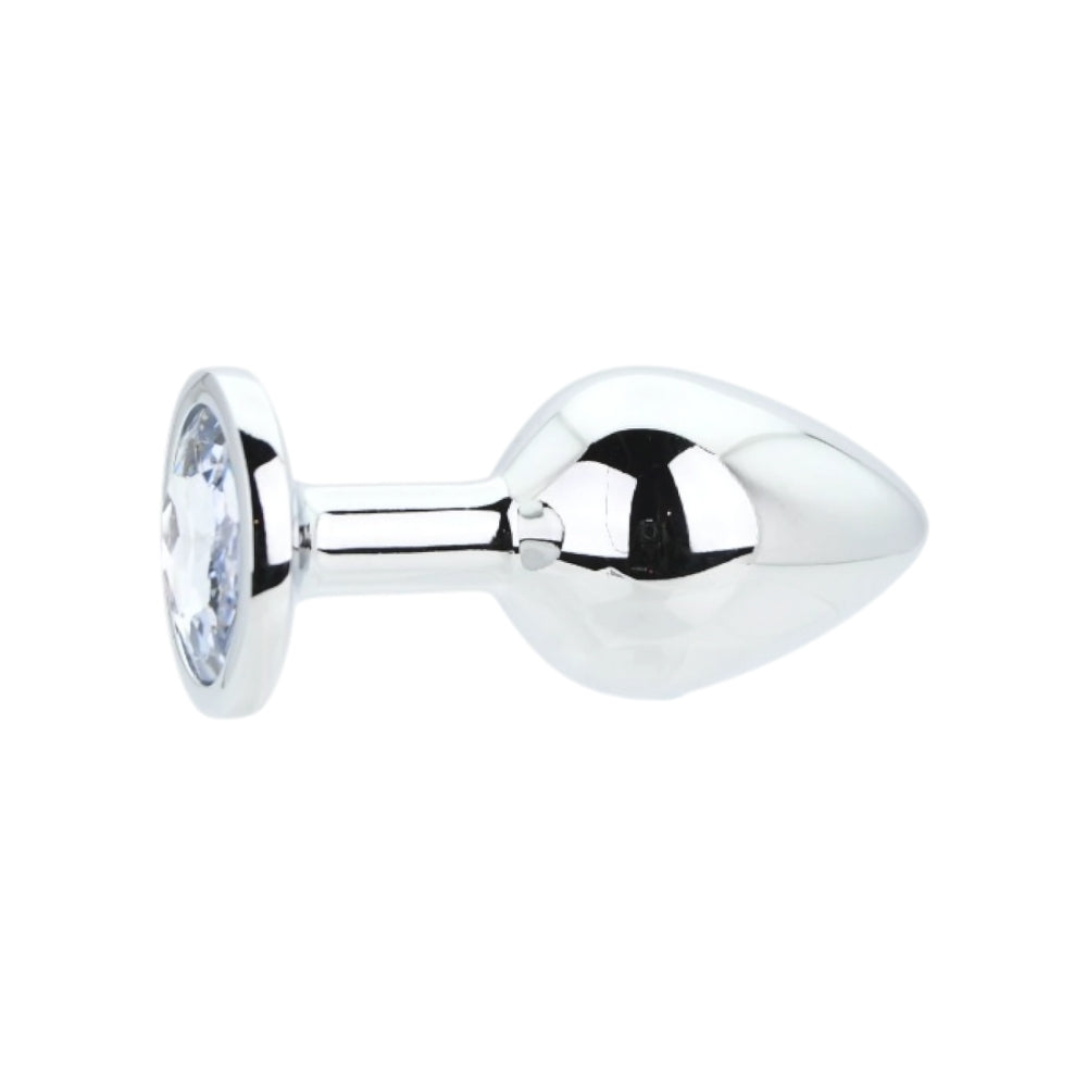 Toosh Silver Medium Metal Butt Plug with Clear Stone Base > Anal Range > Jewel Butt Plugs - Tophatter Daily Deals