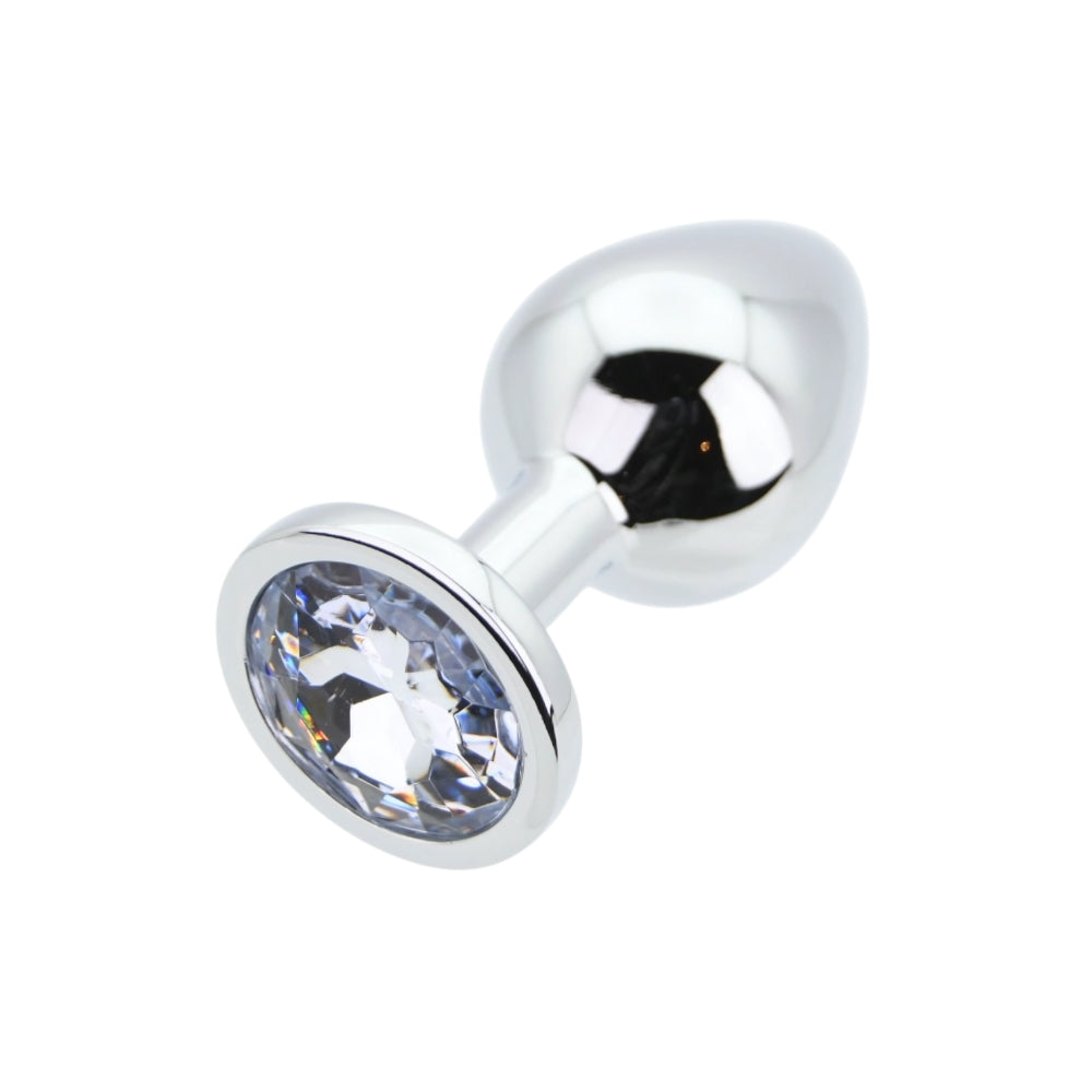 Toosh Silver Medium Metal Butt Plug with Clear Stone Base > Anal Range > Jewel Butt Plugs - Tophatter Daily Deals