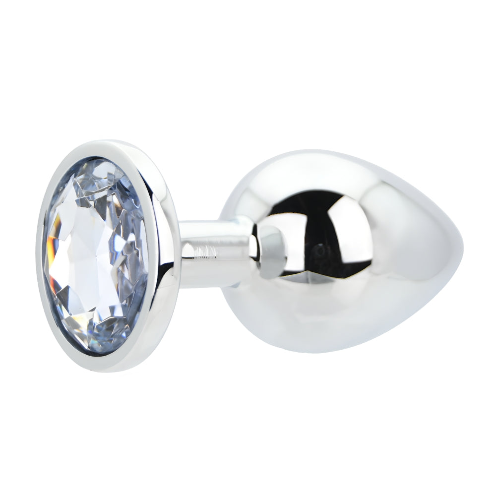 Toosh Silver Large Metal Butt Plug with Clear Stone Jewel > Anal Range > Jewel Butt Plugs - Tophatter Daily Deals