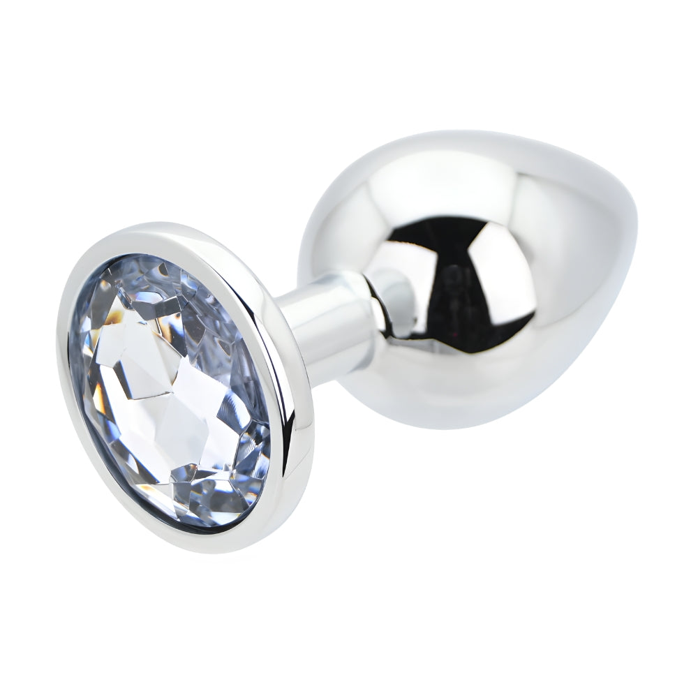 Toosh Silver Large Metal Butt Plug with Clear Stone Jewel > Anal Range > Jewel Butt Plugs - Tophatter Daily Deals