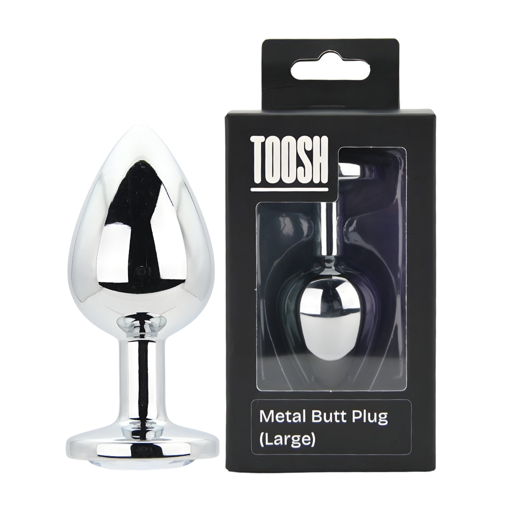 Toosh Silver Large Metal Butt Plug with Clear Stone Jewel > Anal Range > Jewel Butt Plugs - Tophatter Daily Deals