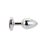 Toosh Heart Shaped Silver Small Butt Plug with Red Stone Jewel > Anal Range > Jewel Butt Plugs - Tophatter Daily Deals