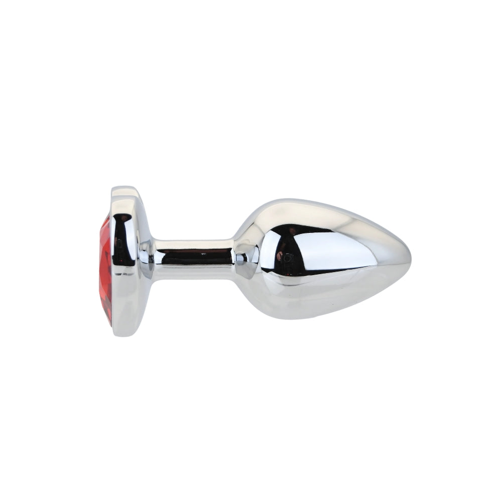 Toosh Heart Shaped Silver Small Butt Plug with Red Stone Jewel > Anal Range > Jewel Butt Plugs - Tophatter Daily Deals
