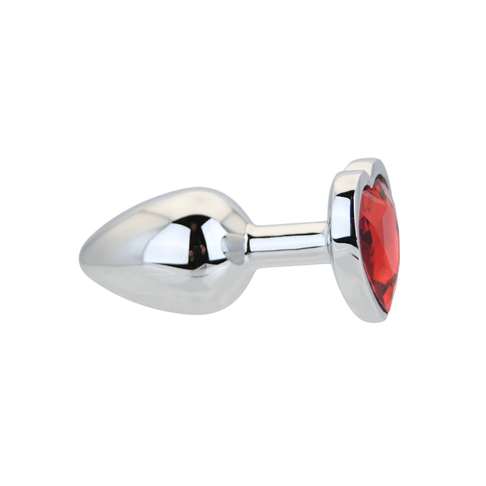 Toosh Heart Shaped Silver Small Butt Plug with Red Stone Jewel > Anal Range > Jewel Butt Plugs - Tophatter Daily Deals