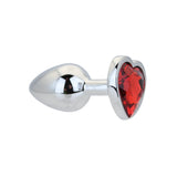 Toosh Heart Shaped Silver Small Butt Plug with Red Stone Jewel > Anal Range > Jewel Butt Plugs - Tophatter Daily Deals