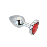 Toosh Heart Shaped Silver Small Butt Plug with Red Stone Jewel > Anal Range > Jewel Butt Plugs - Tophatter Daily Deals