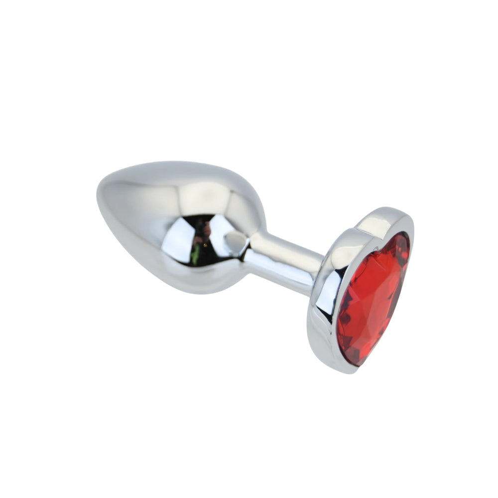 Toosh Heart Shaped Silver Small Butt Plug with Red Stone Jewel > Anal Range > Jewel Butt Plugs - Tophatter Daily Deals