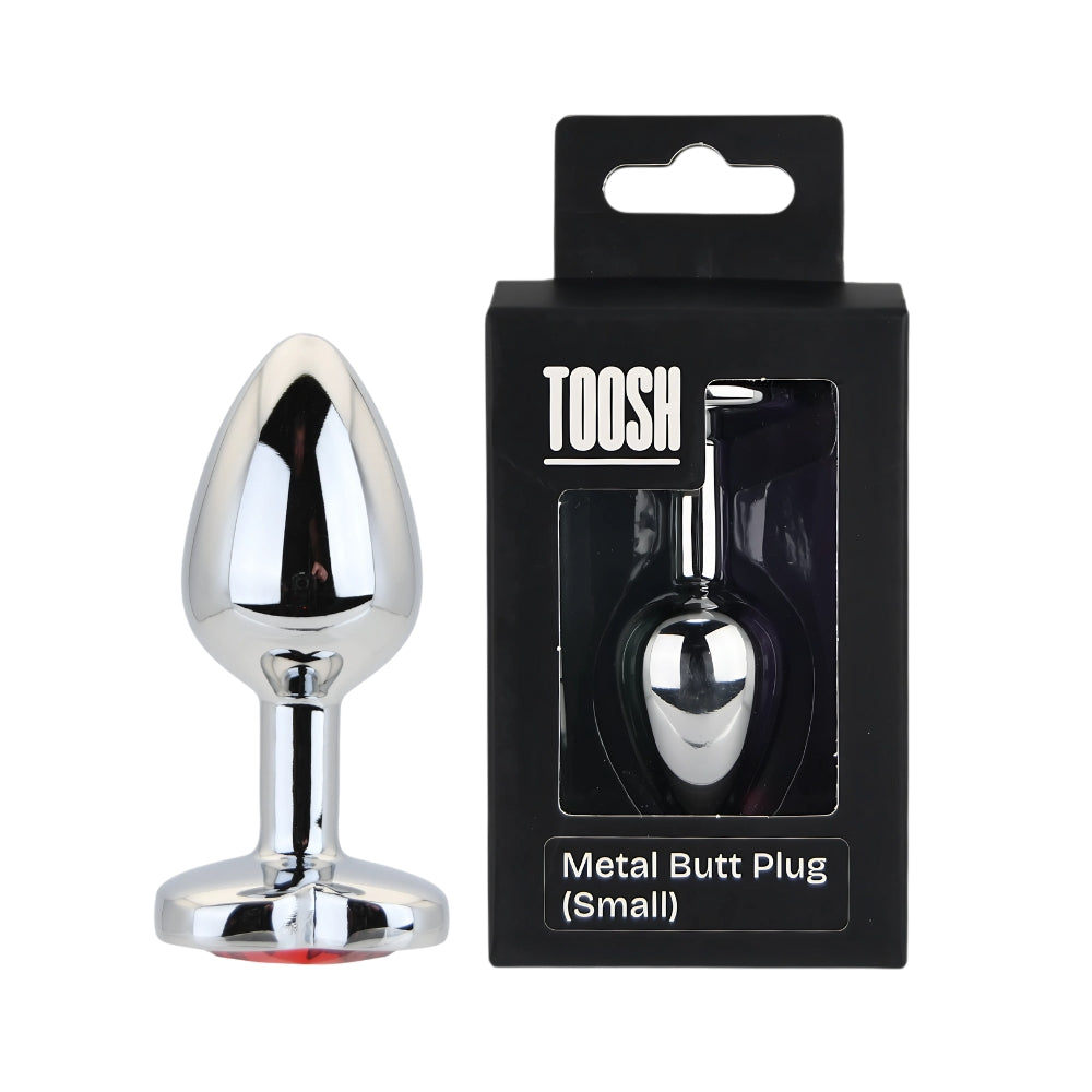 Toosh Heart Shaped Silver Small Butt Plug with Red Stone Jewel > Anal Range > Jewel Butt Plugs - Tophatter Daily Deals