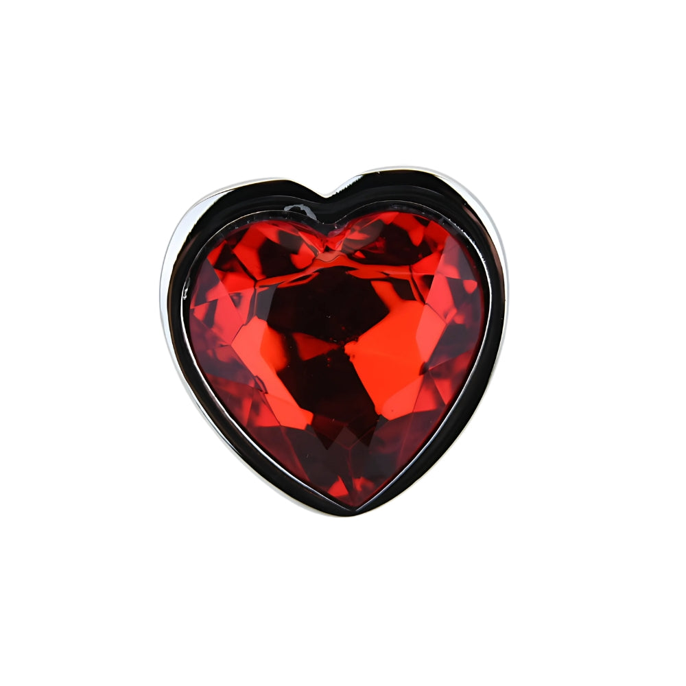Toosh Heart Shaped Silver Small Butt Plug with Red Stone Jewel > Anal Range > Jewel Butt Plugs - Tophatter Daily Deals