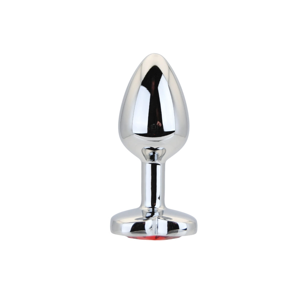 Toosh Heart Shaped Silver Small Butt Plug with Red Stone Jewel > Anal Range > Jewel Butt Plugs - Tophatter Daily Deals