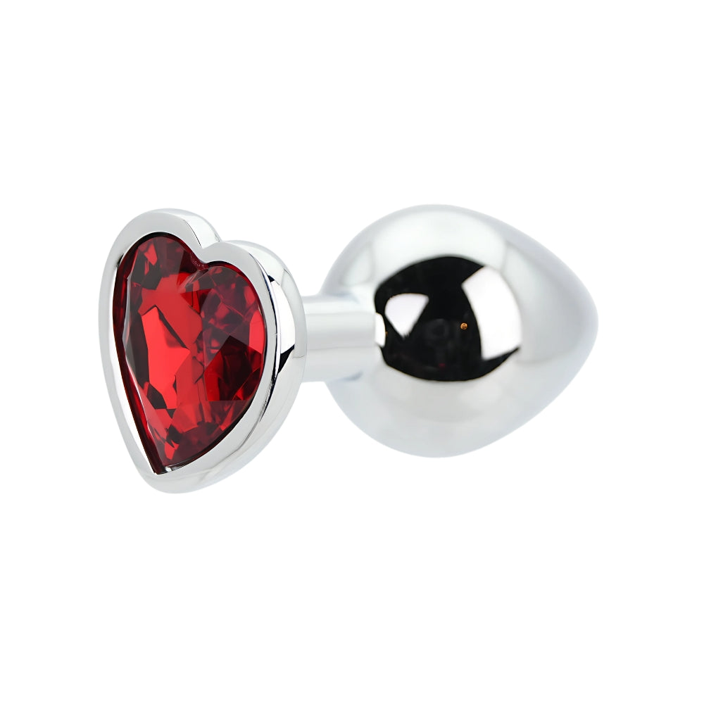 Toosh Heart Shaped Medium Silver Butt Plug with Red Stone Jewel > Anal Range > Jewel Butt Plugs - Tophatter Daily Deals