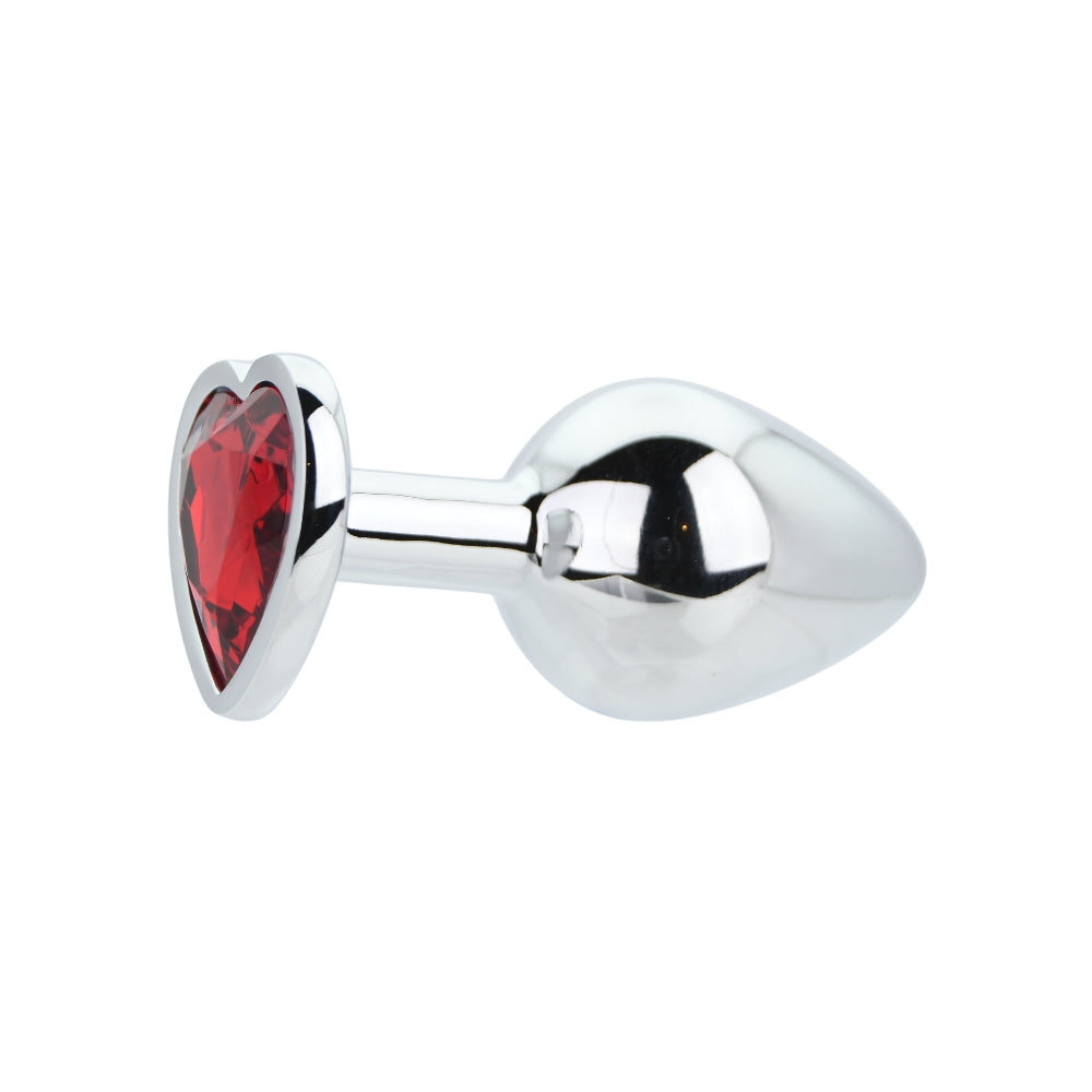 Toosh Heart Shaped Medium Silver Butt Plug with Red Stone Jewel > Anal Range > Jewel Butt Plugs - Tophatter Daily Deals