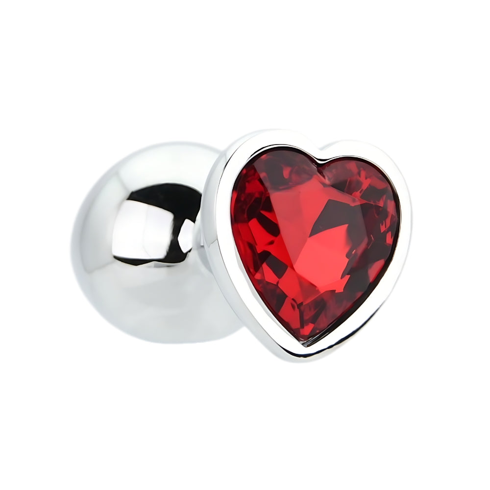 Toosh Heart Shaped Medium Silver Butt Plug with Red Stone Jewel > Anal Range > Jewel Butt Plugs - Tophatter Daily Deals