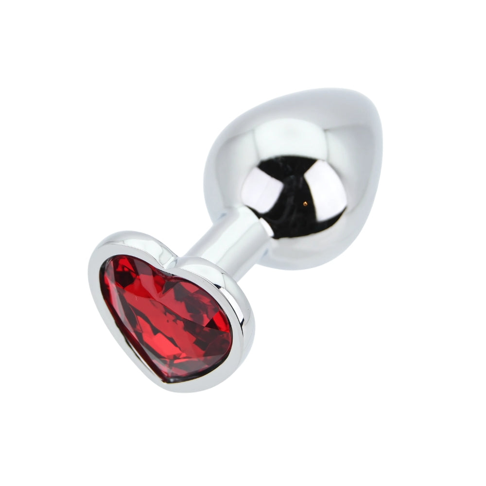 Toosh Heart Shaped Medium Silver Butt Plug with Red Stone Jewel > Anal Range > Jewel Butt Plugs - Tophatter Daily Deals