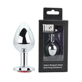 Toosh Heart Shaped Medium Silver Butt Plug with Red Stone Jewel > Anal Range > Jewel Butt Plugs - Tophatter Daily Deals