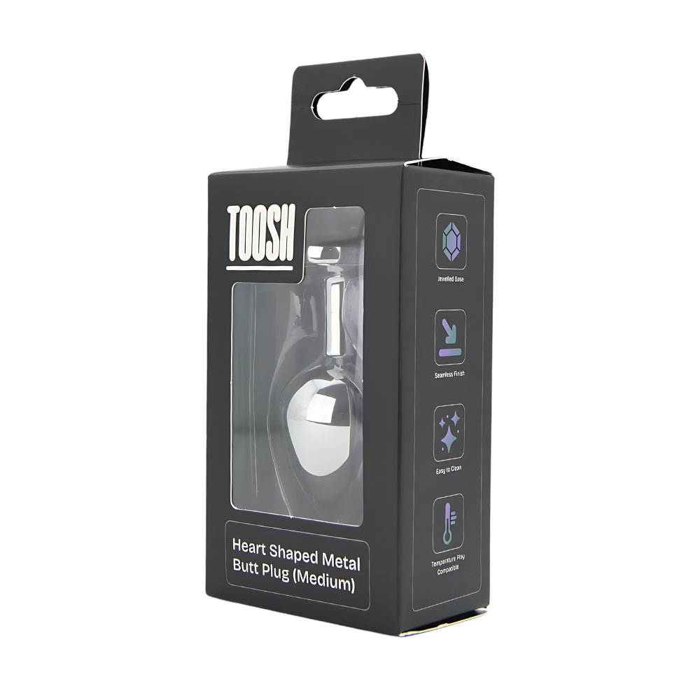 Toosh Heart Shaped Medium Silver Butt Plug with Red Stone Jewel > Anal Range > Jewel Butt Plugs - Tophatter Daily Deals