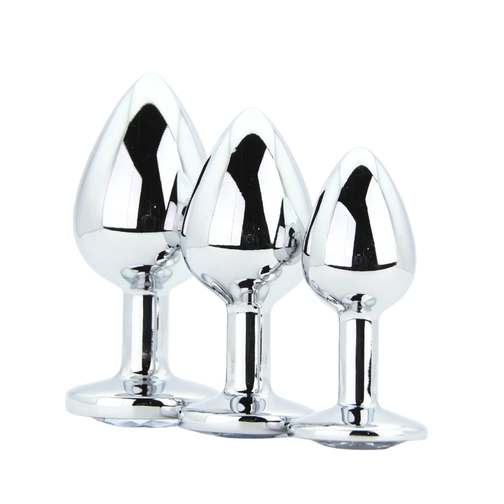 Toosh Metal Butt Plug Set of 3 – Small, Medium, Large Jewelled Base Butt Plugs > Anal Range > Butt Plug Kits - Tophatter Daily Deals