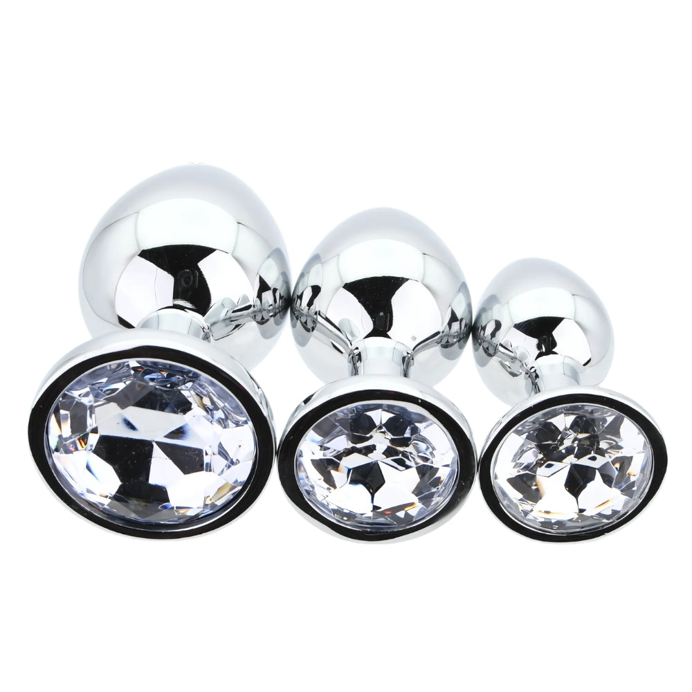 Toosh Metal Butt Plug Set of 3 – Small, Medium, Large Jewelled Base Butt Plugs > Anal Range > Butt Plug Kits - Tophatter Daily Deals