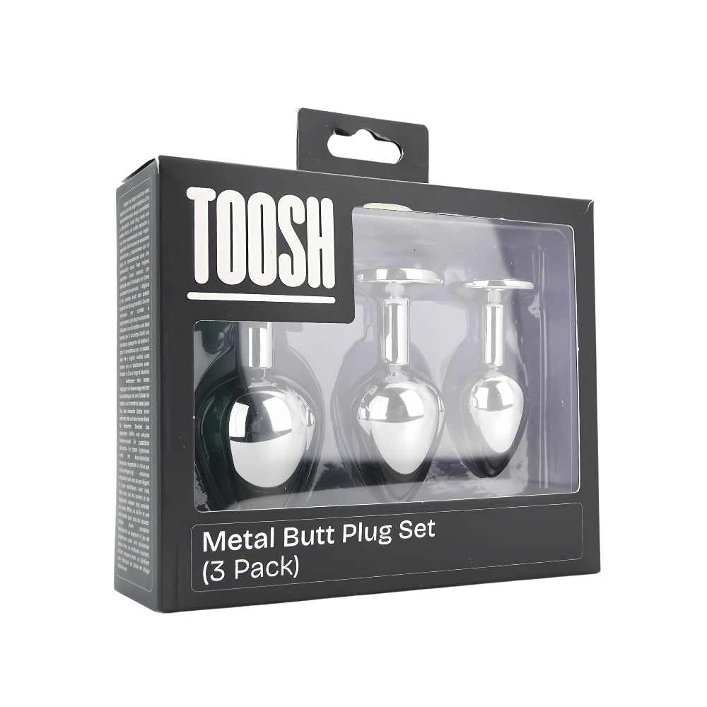 Toosh Metal Butt Plug Set of 3 – Small, Medium, Large Jewelled Base Butt Plugs > Anal Range > Butt Plug Kits - Tophatter Daily Deals