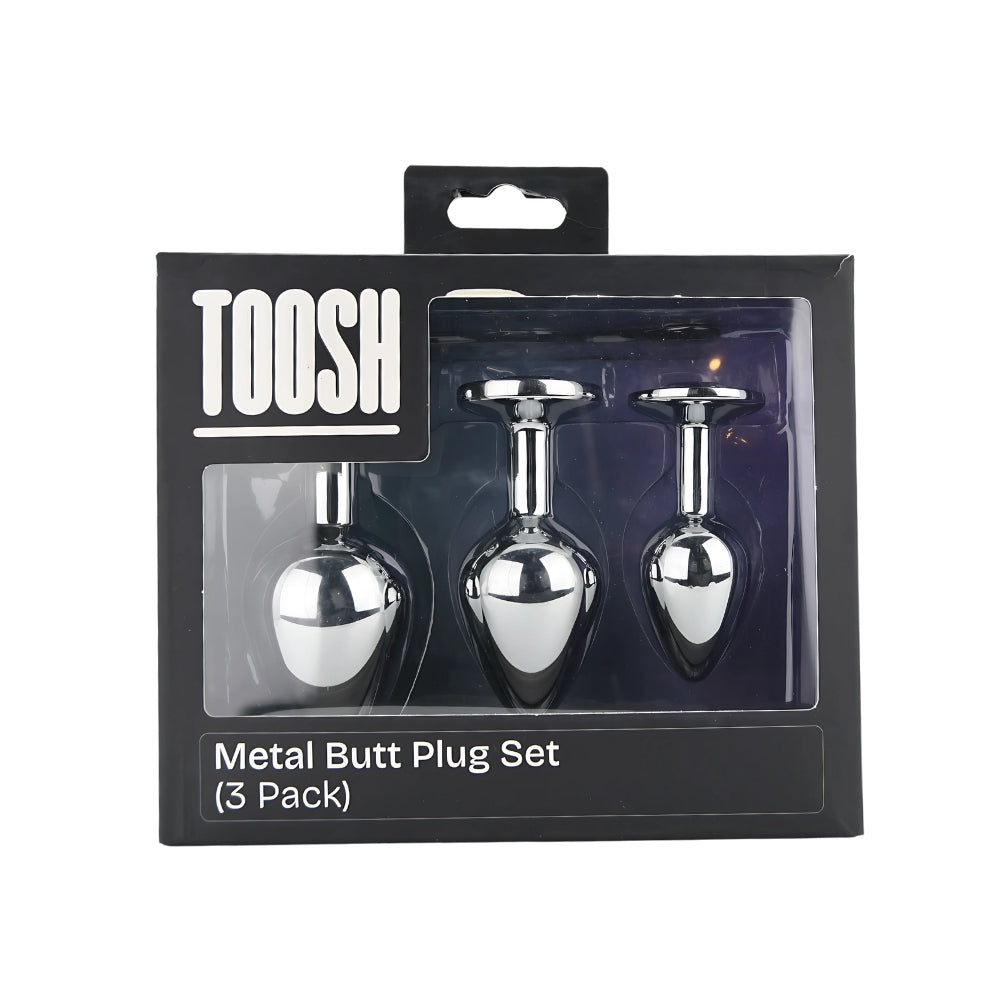 Toosh Metal Butt Plug Set of 3 – Small, Medium, Large Jewelled Base Butt Plugs > Anal Range > Butt Plug Kits - Tophatter Daily Deals