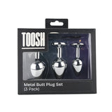Toosh Metal Butt Plug Set of 3 – Small, Medium, Large Jewelled Base Butt Plugs > Anal Range > Butt Plug Kits - Tophatter Daily Deals