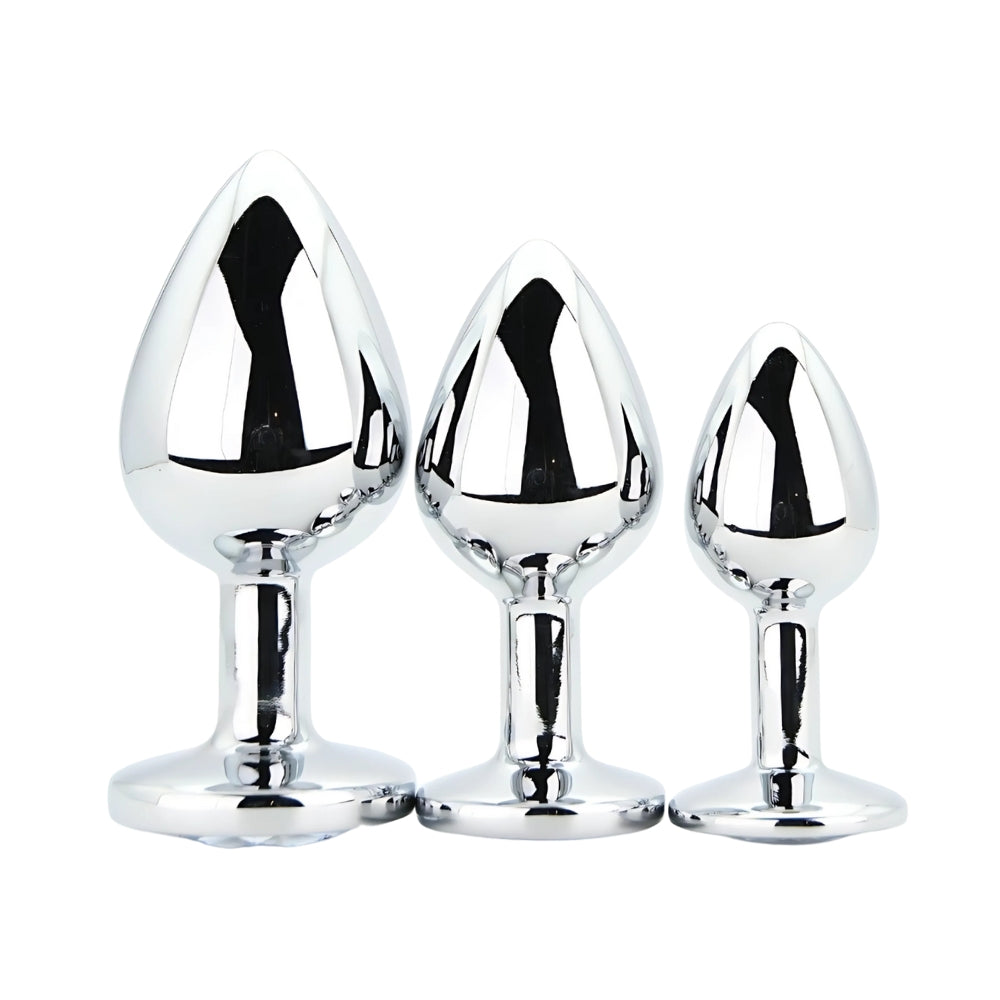 Toosh Metal Butt Plug Set of 3 – Small, Medium, Large Jewelled Base Butt Plugs > Anal Range > Butt Plug Kits - Tophatter Daily Deals