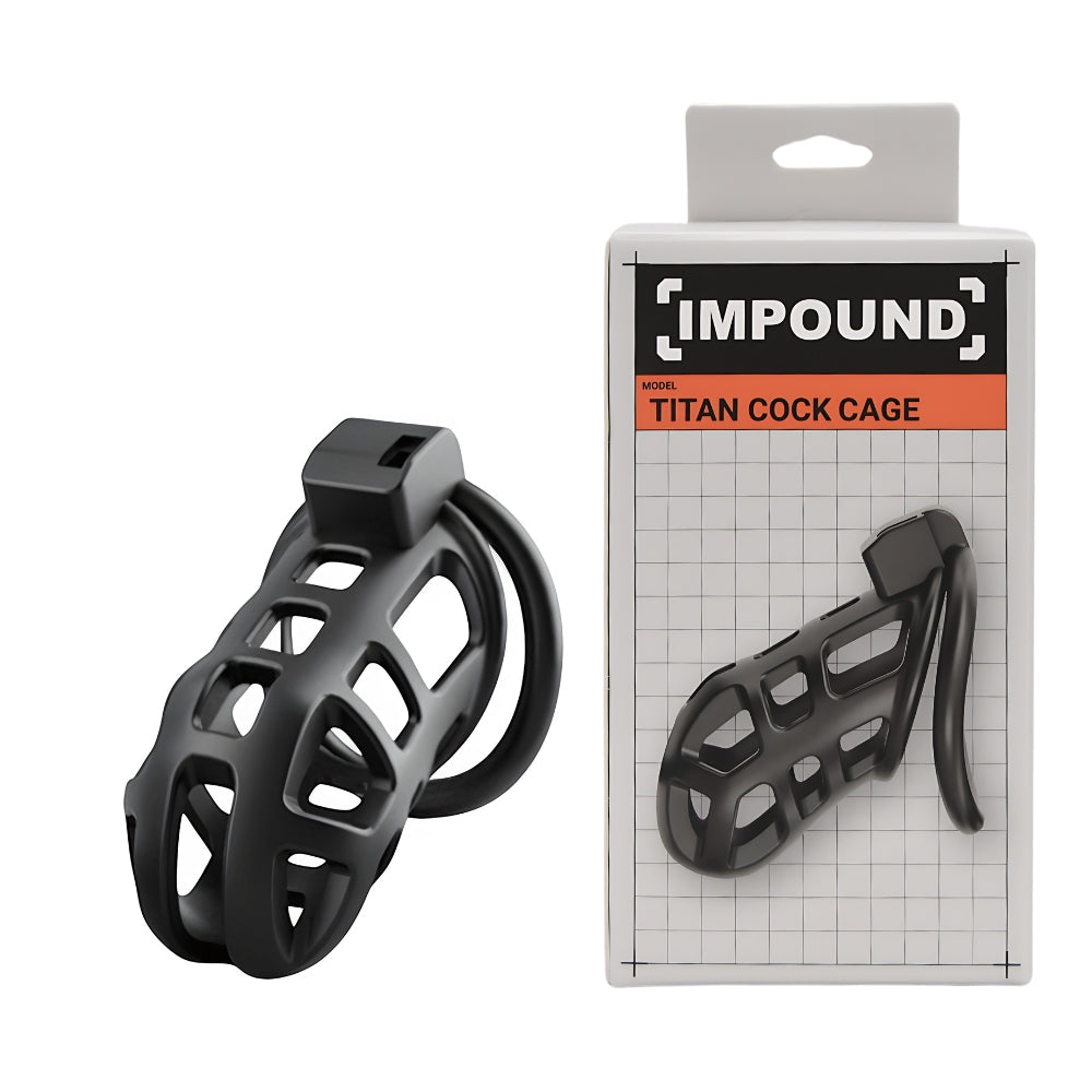 Impound Titan (Black) – Chastity Cage with Multiple Base Rings > Bondage Gear > Male Chastity - Tophatter Daily Deals
