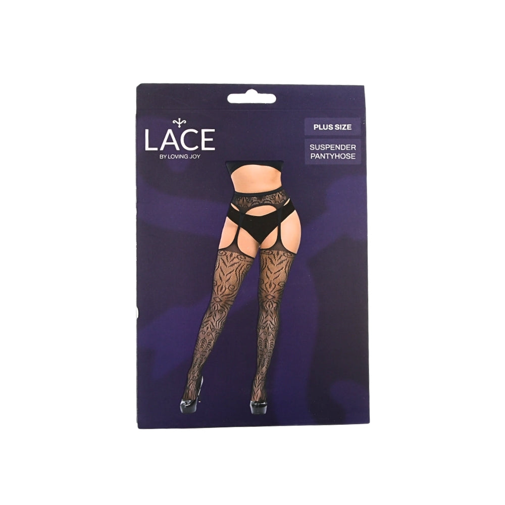 Lace by LJ Plus Size Suspender Pantyhose – Stretchy Lace Tights > Clothes > Plus Size Lingerie - Tophatter Daily Deals