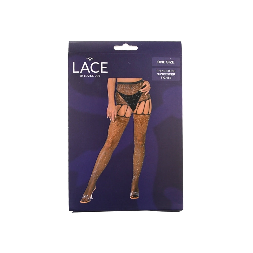 Lace by LJ Rhinestone Suspender Tights > Clothes > Hosiery > Garterbelt Sets - Tophatter Daily Deals