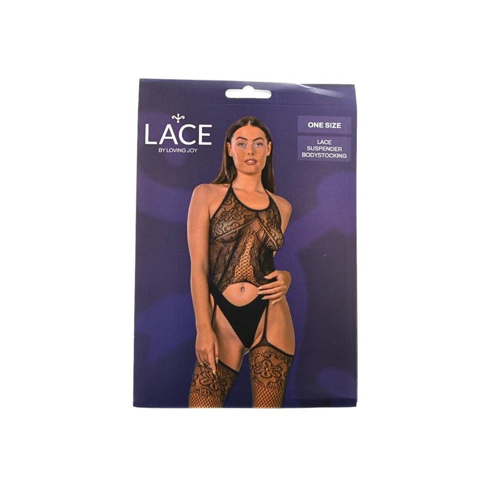 Lace by LJ Lace Suspender Bodystocking – Stretchy One-Piece Lingerie > Clothes > Bodies and Playsuits - Tophatter Daily Deals