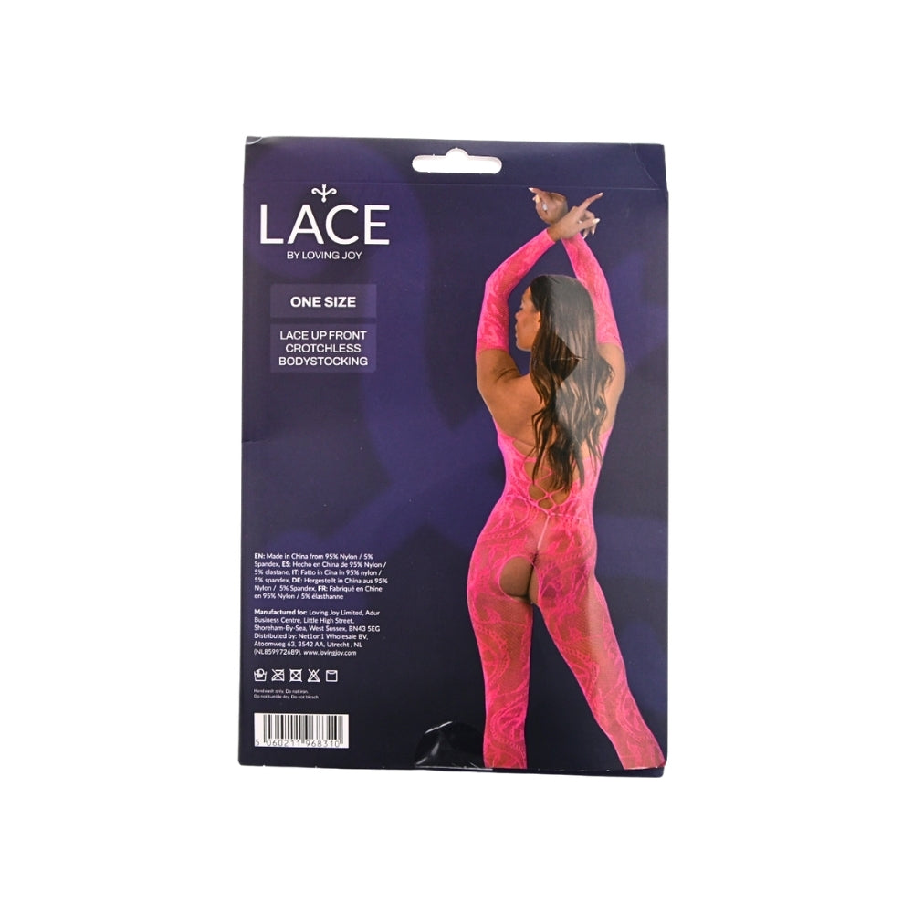 Lace by LJ Lace Up Front Crotchless Bodystocking – Sheer Bodystocking > Clothes > Bodies and Playsuits - Tophatter Daily Deals