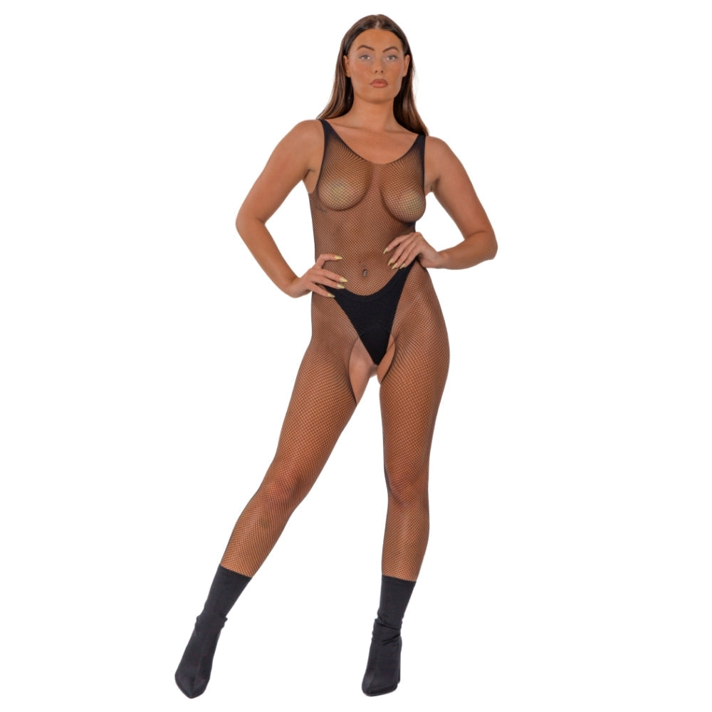 Lace By LJ Fishnet Crotchless Bodystocking – Sleeveless Lingerie > Clothes > Bodies and Playsuits - Tophatter Daily Deals