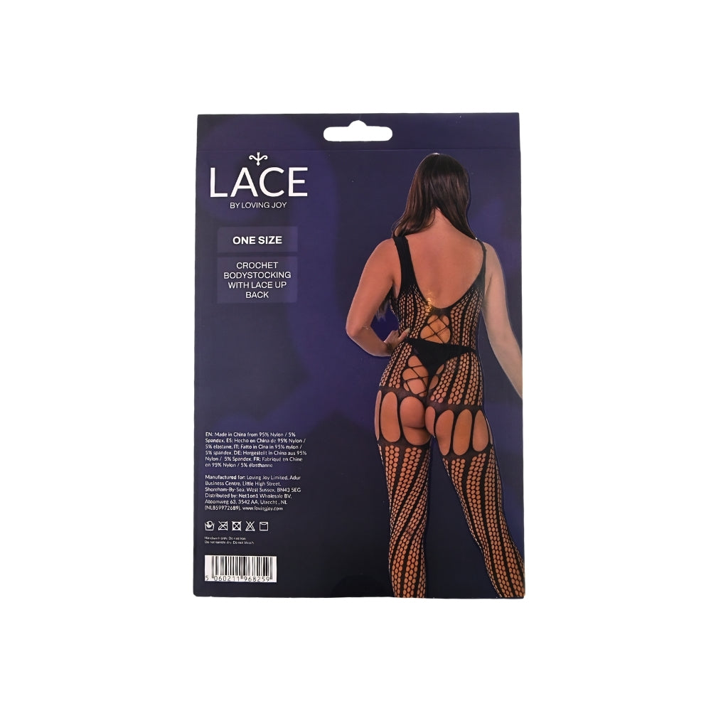 Lace by LJ Crochet Bodystocking with Lace Up Back – Bodystocking > Clothes > Bodies and Playsuits - Tophatter Daily Deals