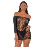 Lace by LJ Off the Shoulder Mini Dress – Women's Lingerie > Clothes > Dresses and Chemises - Tophatter Daily Deals