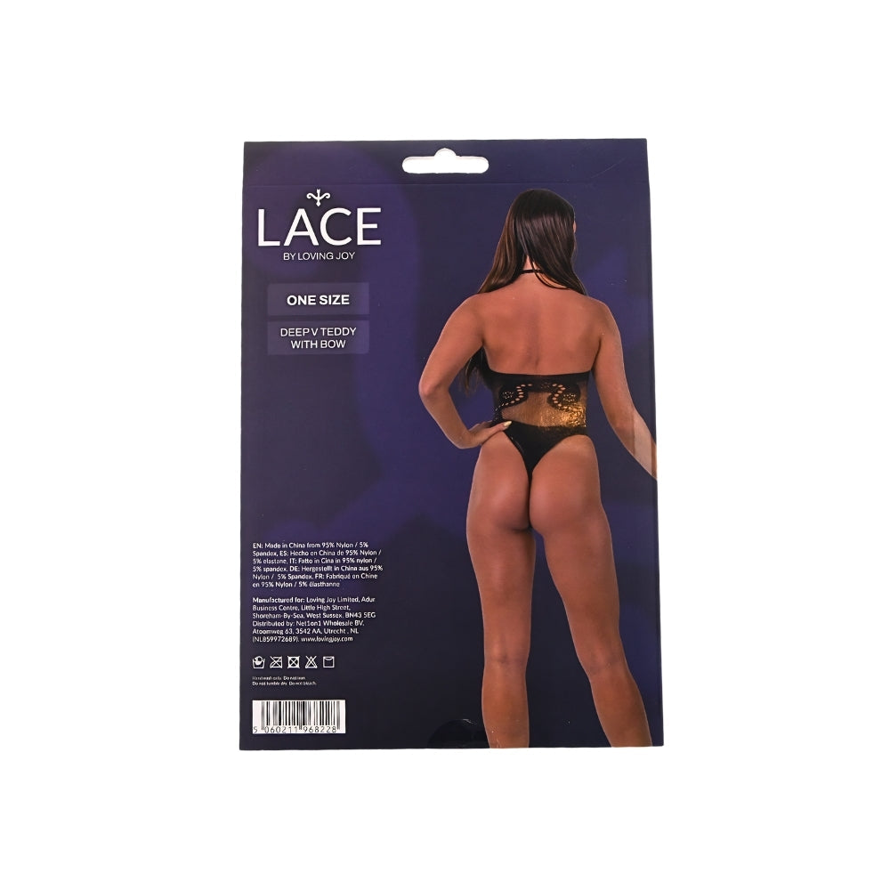 Lace by LJ Deep V Teddy with Bow – Sophisticated Lace Lingerie > Clothes > Teddies - Tophatter Daily Deals