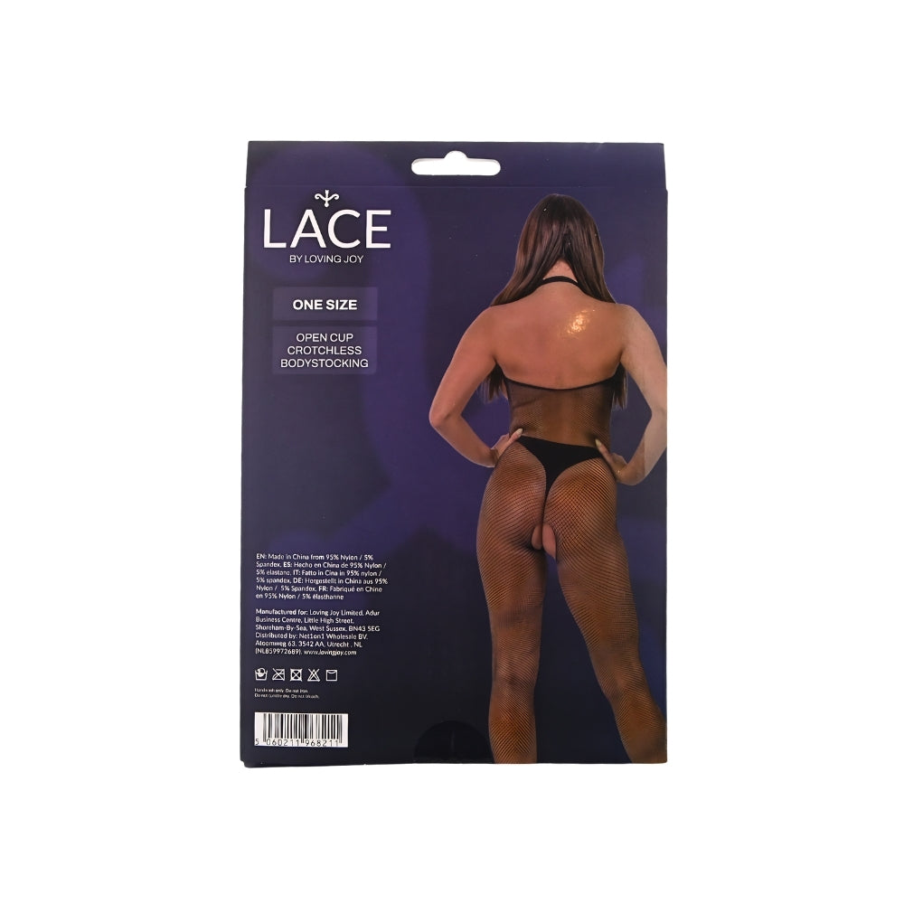 Lace by LJ Fishnet Open Cup Crotchless Bodystocking – Lingerie > Clothes > Bodies and Playsuits - Tophatter Daily Deals