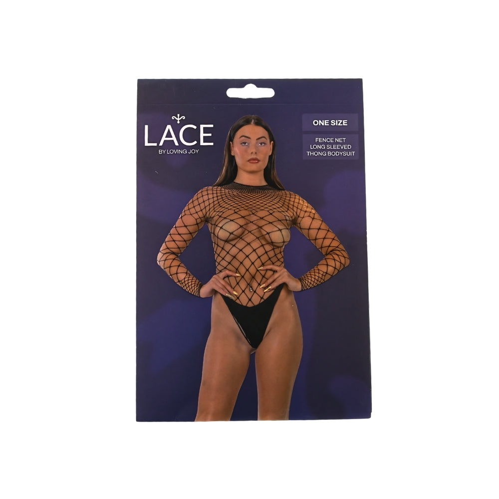 Lace by LJ Fence Net Long-Sleeved Thong Bodysuit – Lingerie > Clothes > Bodies and Playsuits - Tophatter Daily Deals