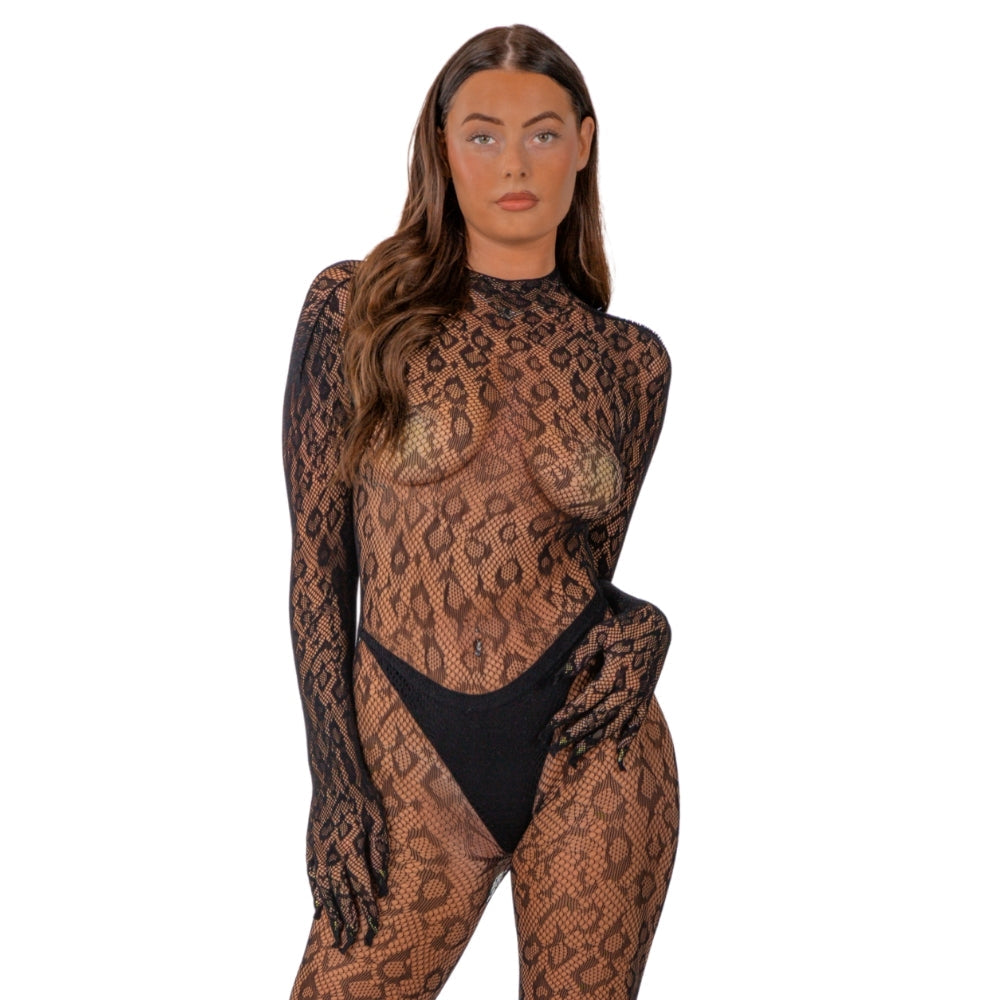Lace by LJ Gloved Leopard Print Catsuit – Full-Length Catsuit > Clothes > Costumes > Womens - Tophatter Daily Deals