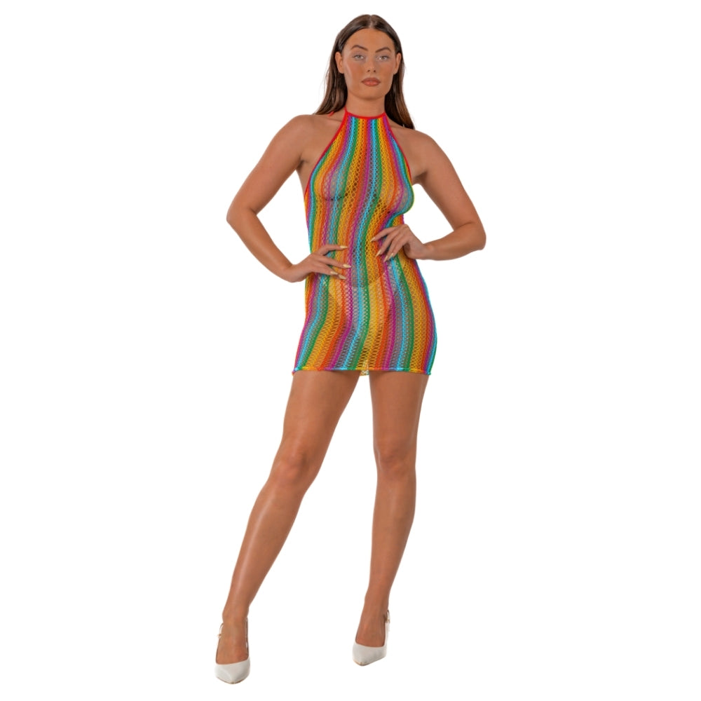 Lace by LJ Rainbow Halter Neck Dress – Summer Fashion Dress > Clothes > Dresses and Chemises - Tophatter Daily Deals
