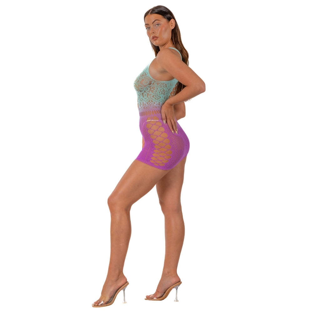 Lace By LJ Ombre Faux Lace-Up Mini Dress > Clothes > Dresses and Chemises - Tophatter Daily Deals