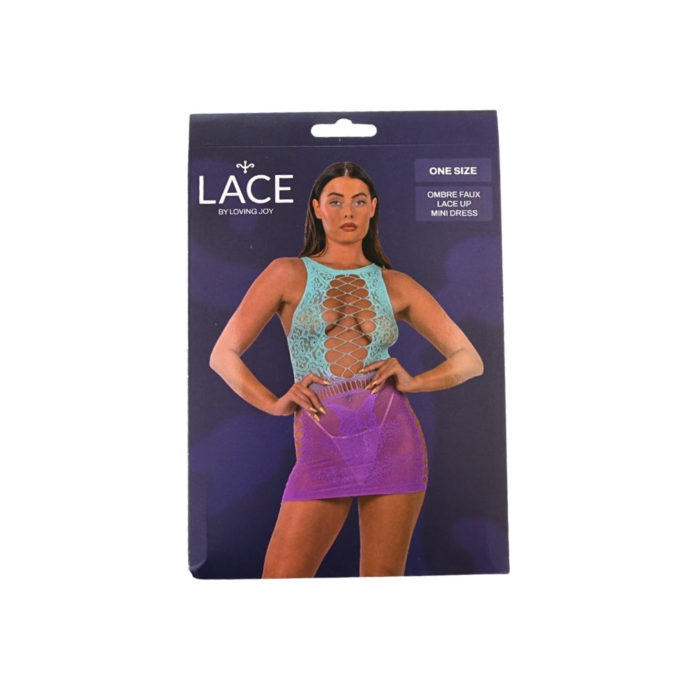 Lace By LJ Ombre Faux Lace-Up Mini Dress > Clothes > Dresses and Chemises - Tophatter Daily Deals